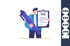 Businessman holding tax document and large pen vector illust Product Image 1