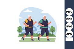 Senior couple walking outdoors in casual sportswear and fitn Product Image 1