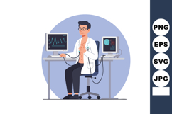 Male doctor conducting heart examination with medical monito Product Image 1