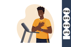 Young man experiencing chest pain during treadmill workout v Product Image 1