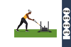 Woman pushing weighted sled for fitness training exercise on Product Image 1