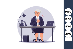 Elderly Woman Experiencing Chest Pain While Sitting at Offic Product Image 1