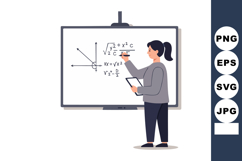 Woman Writing Mathematical Equations on Whiteboard Teaching Product Image 1