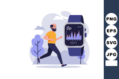 Man Running With Fitness Tracker Showing Activity Graph in P Product Image 1