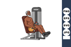 Senior man exercising leg extension machine workout for fitn Product Image 1