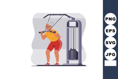 Senior woman exercising with cable machine fitness equipment Product Image 1