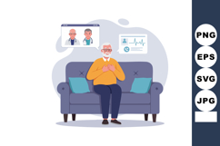 Elderly man remote heart health checkup with doctors online Product Image 1