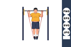 Overweight man exercising pull ups using resistance bands fi Product Image 1