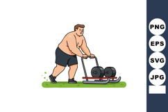 Man Exercising Pushing Weighted Sled for Strength Training a Product Image 1