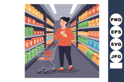 Woman experiencing chest pain in grocery store aisle with sh Product Image 1