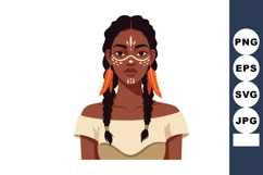 Indigenous woman portrait with tribal face paint and orange Product Image 1