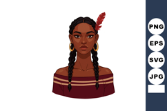 Portrait of young woman with braided hair and feather access Product Image 1