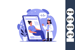 Nurse providing telemedicine consultation to woman patient u Product Image 1