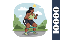 Woman exercising with resistance band outdoors fitness train Product Image 1