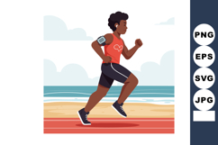 Athlete running on beach track with fitness monitor and hear Product Image 1