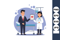 Doctor and Patient Discussing Heart Health Report in Medical Product Image 1