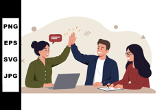 Team Celebrating Success with High Five in Office Workspace Product Image 1