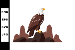 Bald eagle perched on rocky mountain peak illustration with Product Image 1