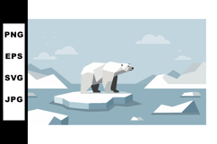 Polar bear standing on melting ice floe in Arctic landscape Product Image 1