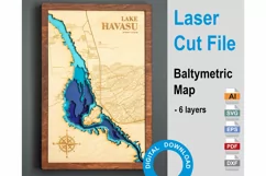 Havasu Lake. DXF, AI, SVG - Wood Multilayer Laser Cut Design Product Image 1