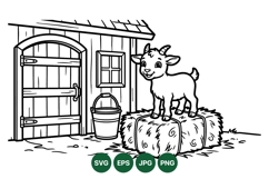 Farm Animal Goat Svg Line Art For Kids Coloring Product Image 1