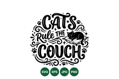 Funny Cats Rule The Couch SVG Design Product Image 1