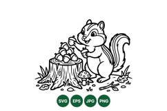 Cute Cartoon Chipmunk Holding Acorns Clipart Illustration Product Image 1