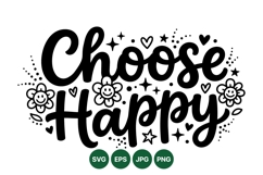 Hand Lettered Choose Happy SVG Cut File Design Product Image 1