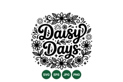 Hand Drawn Daisy Floral Typography Vector Art Product Image 1