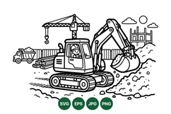 Black And White Construction Vehicle Clipart Product Image 1