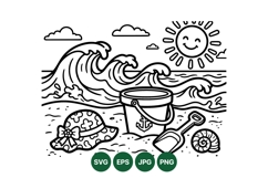 Summer Beach Bucket And Shovel Svg Design Illustration Product Image 1