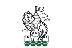 Cute Dragon Castle Svg Vector Illustration For Kids Product Image 1