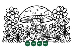 Hand Drawn Fairy Garden SVG Clipart Illustration Product Image 1