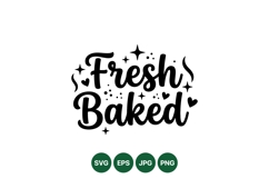 Hand Lettered Fresh Baked Typography Clipart Design Product Image 1
