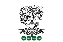 Hand Drawn Magic Lamp Illustration Design Product Image 1