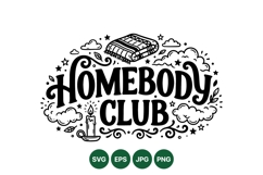 Hand Drawn Cozy Homebody Club SVG Design Product Image 1
