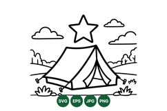 Hand Drawn Camping Tent Line Art Design Product Image 1