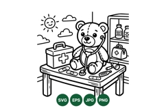 Cute Teddy Bear Doctor Vector Illustration Design Product Image 1