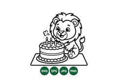 Cute Lion Birthday Clipart Illustration For Kids Product Image 1