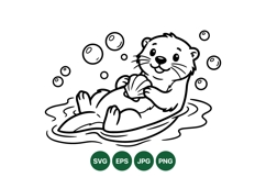 Hand Drawn Cute Otter Holding Seashell Illustration Product Image 1