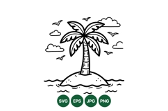 Hand Drawn Tropical Island Palm Clipart Design Product Image 1