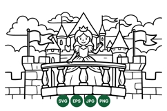 Princess Castle Outline Coloring Page Svg Design Product Image 1
