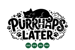 Funny Sleeping Cat Paw Print Illustration Design Product Image 1