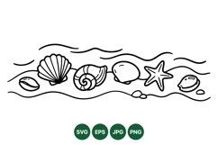 Hand Drawn Seashell Illustration Line Art Design Product Image 1