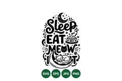 Hand Drawn Sleep Eat Meow Cat Clipart Product Image 1
