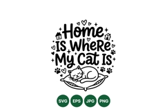 Hand Drawn Cat Sleep Quote SVG Design Product Image 1