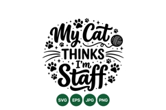 Funny Cat Staff SVG Design With Paw Prints Product Image 1