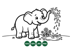 Cute Baby Elephant Svg Vector Watering Design Product Image 1