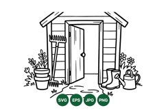 Hand Drawn Garden Shed Illustration Design Product Image 1