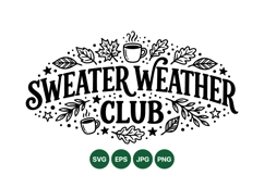 Hand Lettered Sweater Weather Club Autumn Leaves Design Product Image 1